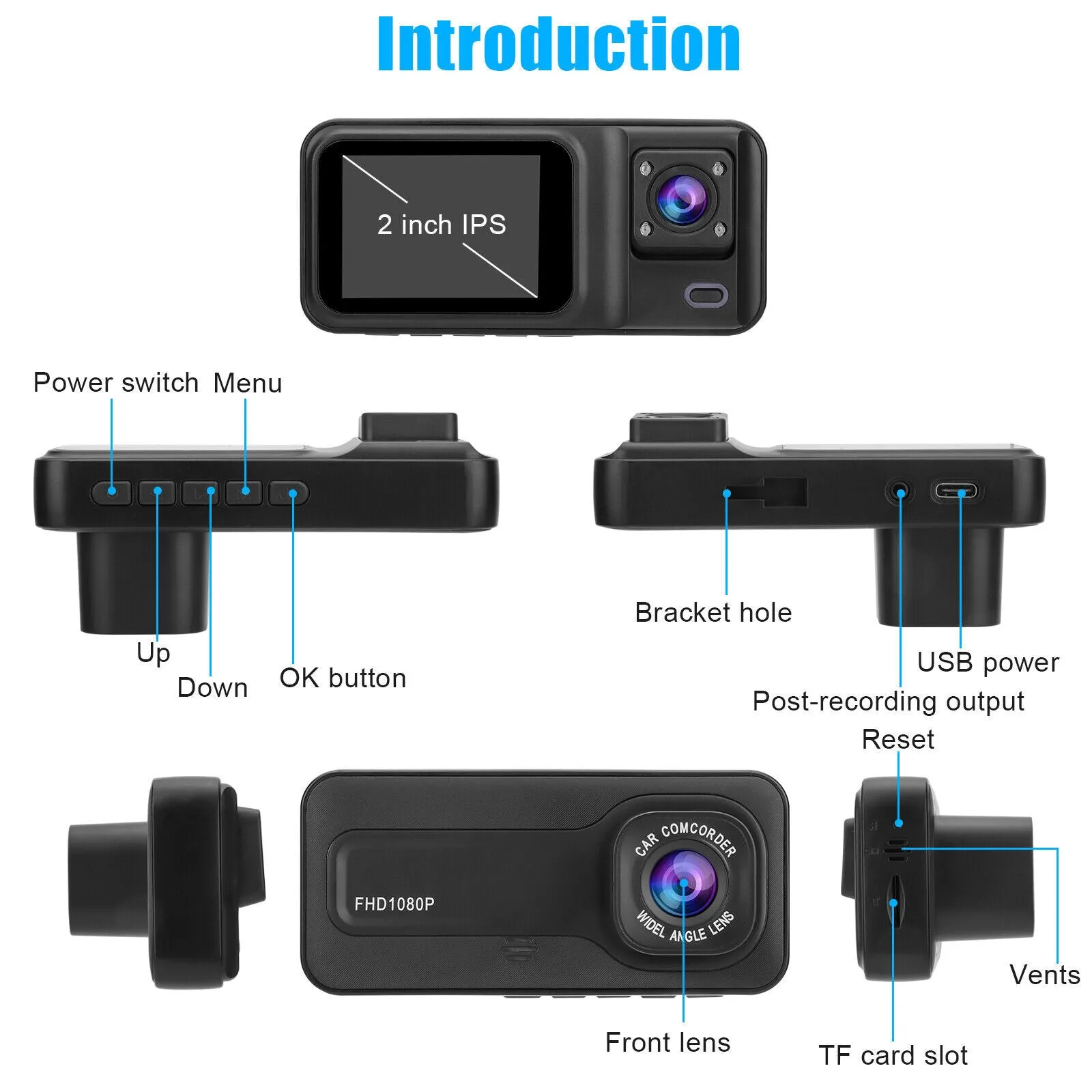 3 Channel Dash Cam 1080P Front 720P Cab 480P Rear Triple Dash