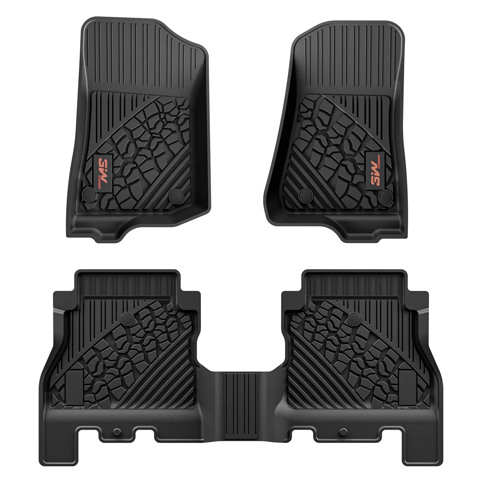3W Jeep Wrangler JL (Non JK or 4XE) 2018-2023 Custom Floor Mats / Trunk Mat TPE Material & All-Weather Protection