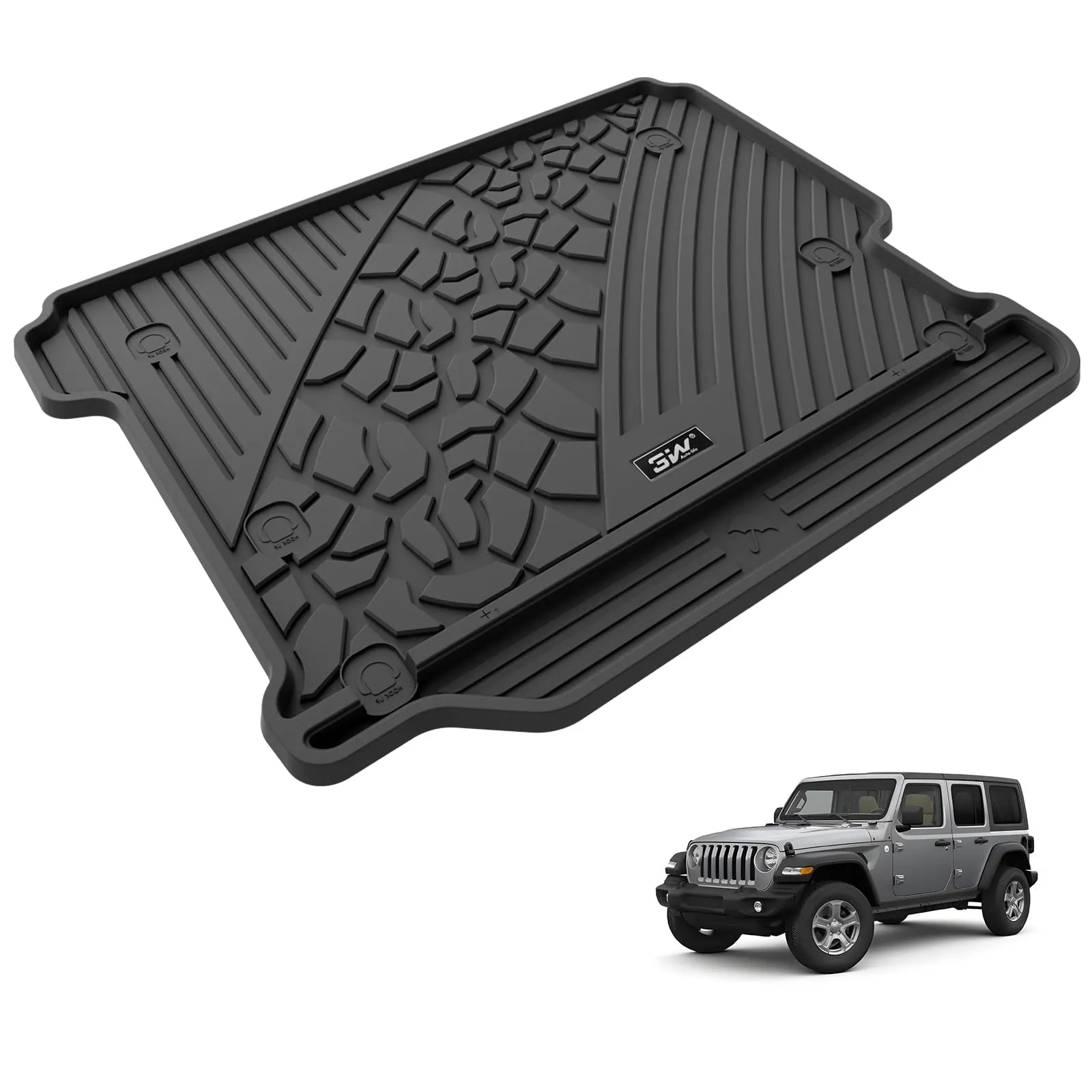 3W Jeep Wrangler JL (Non JK or 4XE) 2018-2023 Custom Floor Mats / Trunk Mat TPE Material & All-Weather Protection