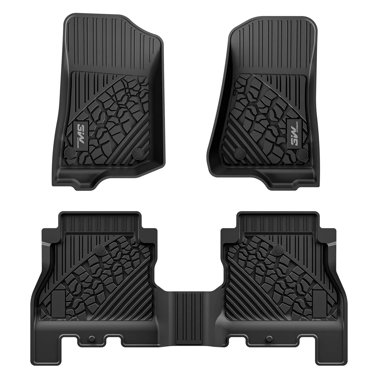 3W Jeep Wrangler JL (Non JK or 4XE) 2018-2023 Custom Floor Mats / Trunk Mat TPE Material & All-Weather Protection