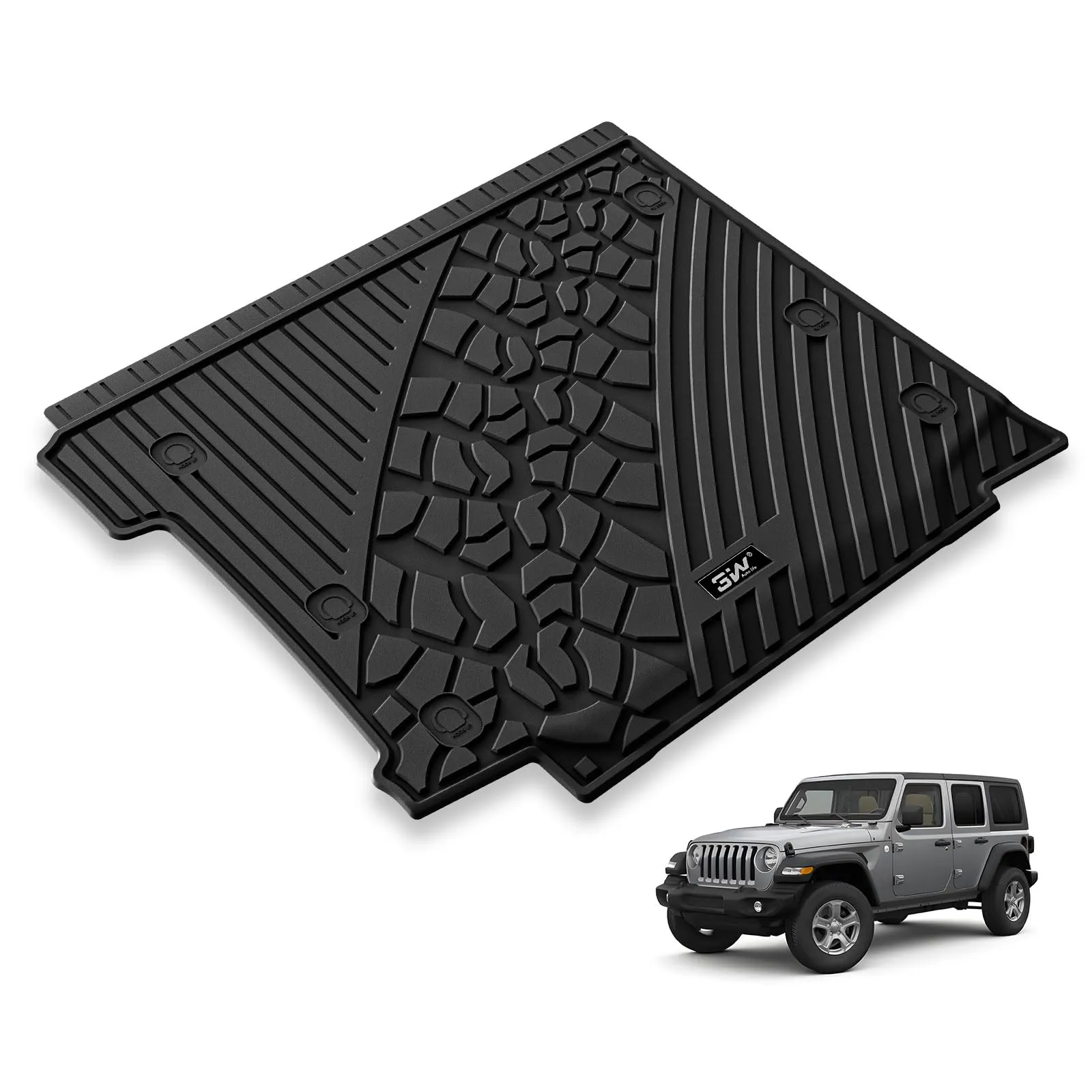3W Jeep Wrangler JL (Non JK or 4XE) 2018-2023 Custom Floor Mats / Trunk Mat TPE Material & All-Weather Protection