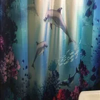 4/3/1 Pcs Sea Style Dolphin Waterproof Shower Curtain Set Toilet Cover Mat Bathroom Non-Slip Mat Pedestal Rug Kit