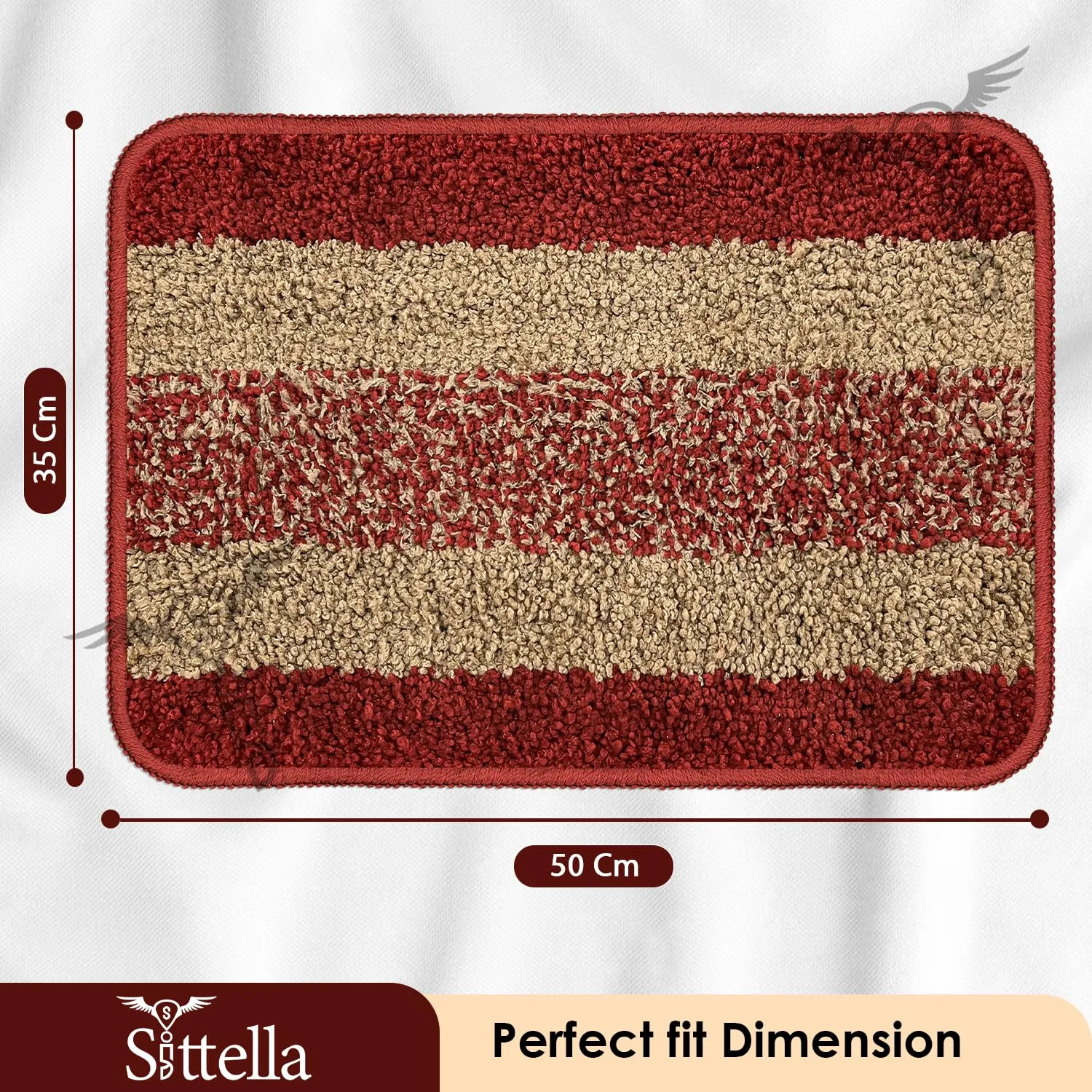 Anti-Skid Microfiber Bathroom Door Mat, Water Absorbent Floor mat (50X35cm) (Red)