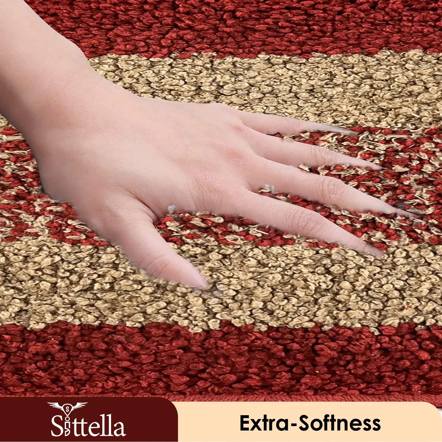 Anti-Skid Microfiber Bathroom Door Mat, Water Absorbent Floor mat (50X35cm) (Red)