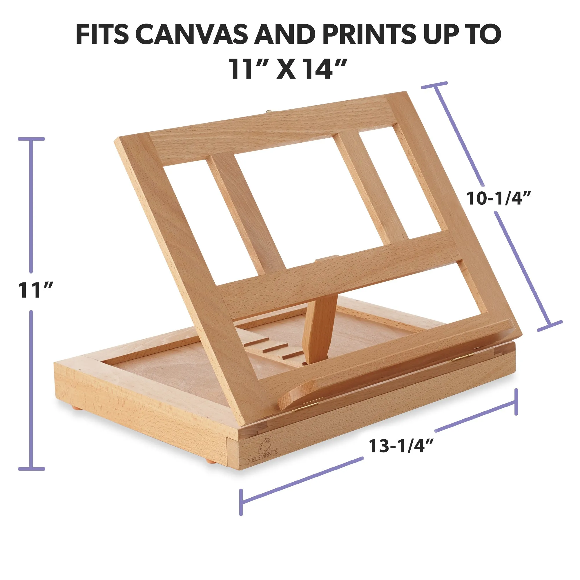 Beechwood Table Easel- Adjustable with Palette and Storage- 7 Elements