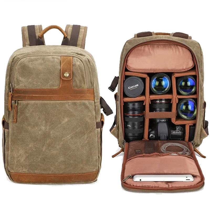 Canvas Camera Backpack for Canon Nikon Sony SLR Lens Tripod