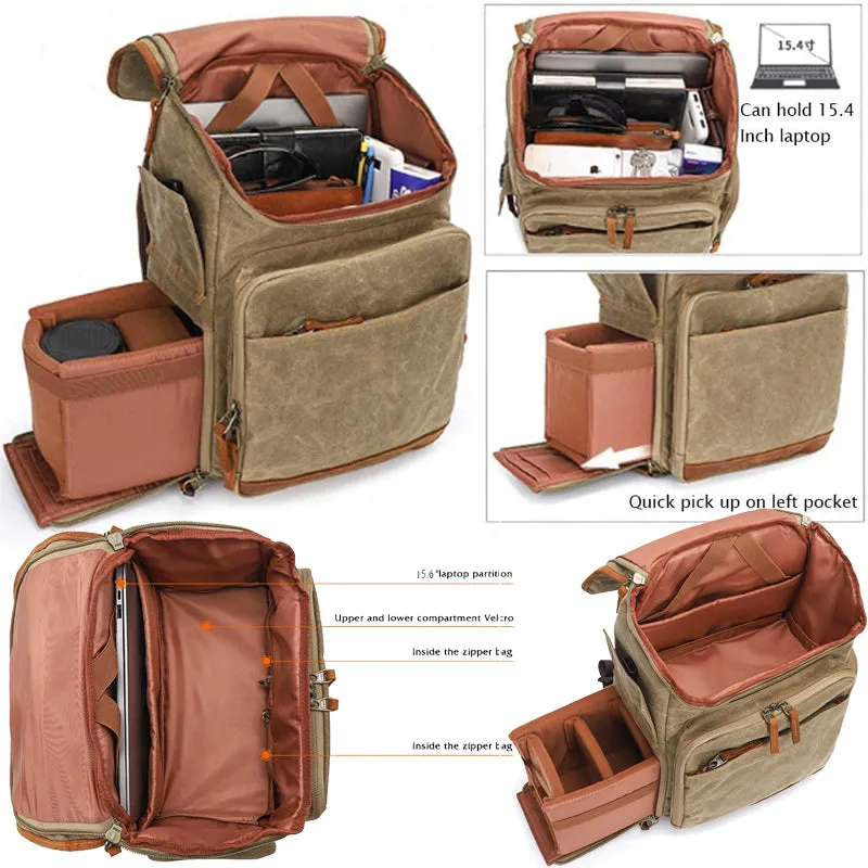 Canvas SLR DSLR Bag Camera Backpack