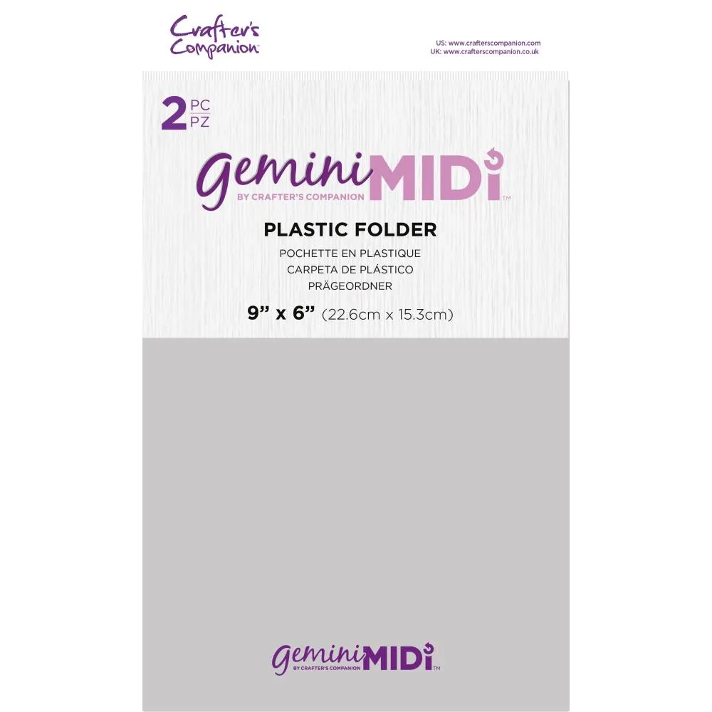 Crafter's Companion Gemini Midi Plastic Folder 6"x 9" 2 pack