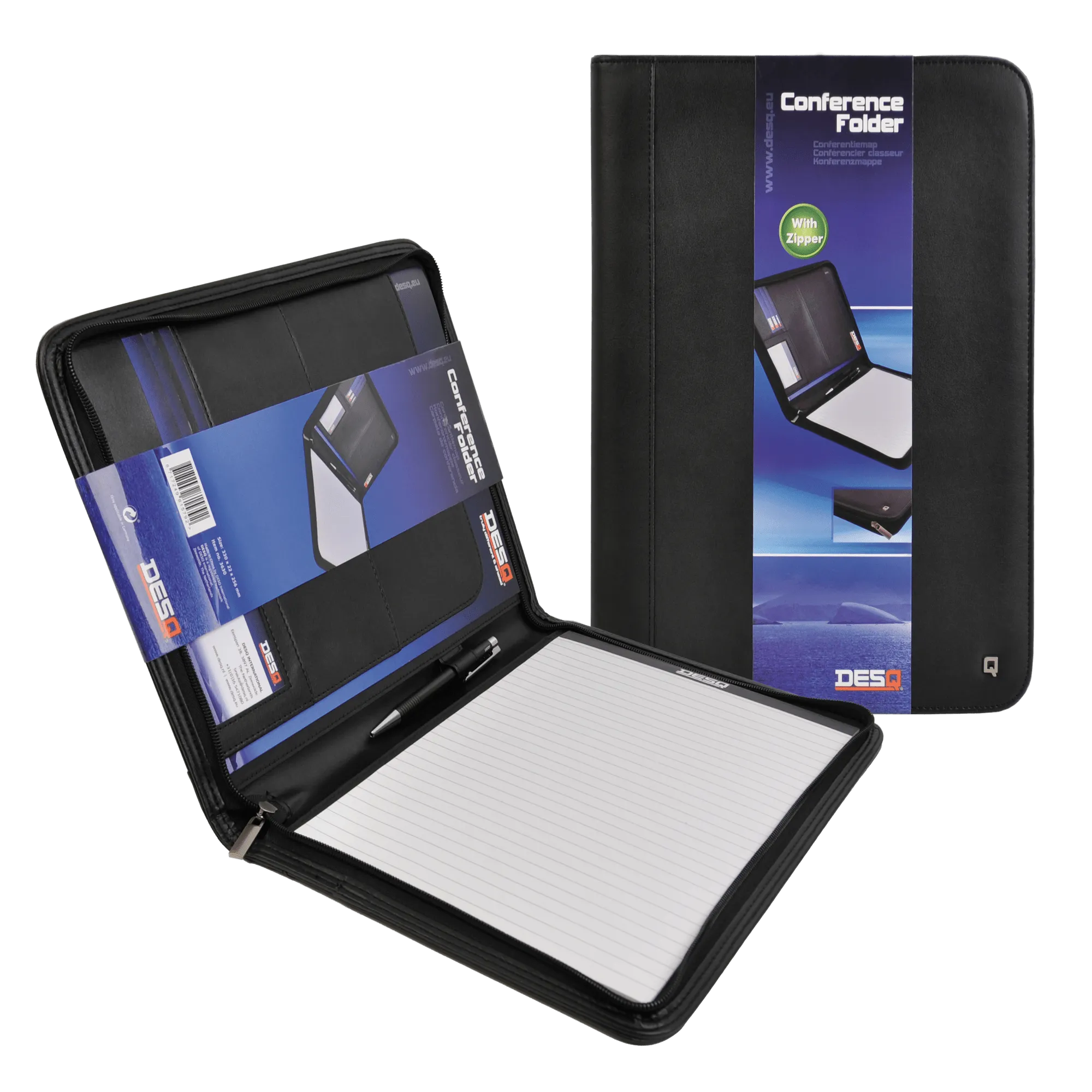 DesQ Zipped Conference Folder A4 with Notepad