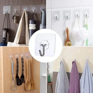 Door Wall Transparent Strong Hangers Hooks ( 4pcs )