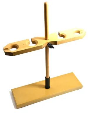 Eisco Labs Adjustable Wooden Funnel Stand for 4 Funnels, 1.5" Hole Diameter, 20" Tall