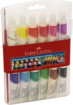 FABER-CASTELL Poster Colors 12Color 12ml Tubes Acrylic Case Hang-Sell