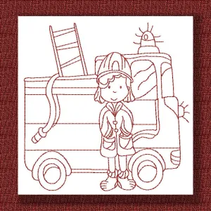 Fire Fighters Redwork