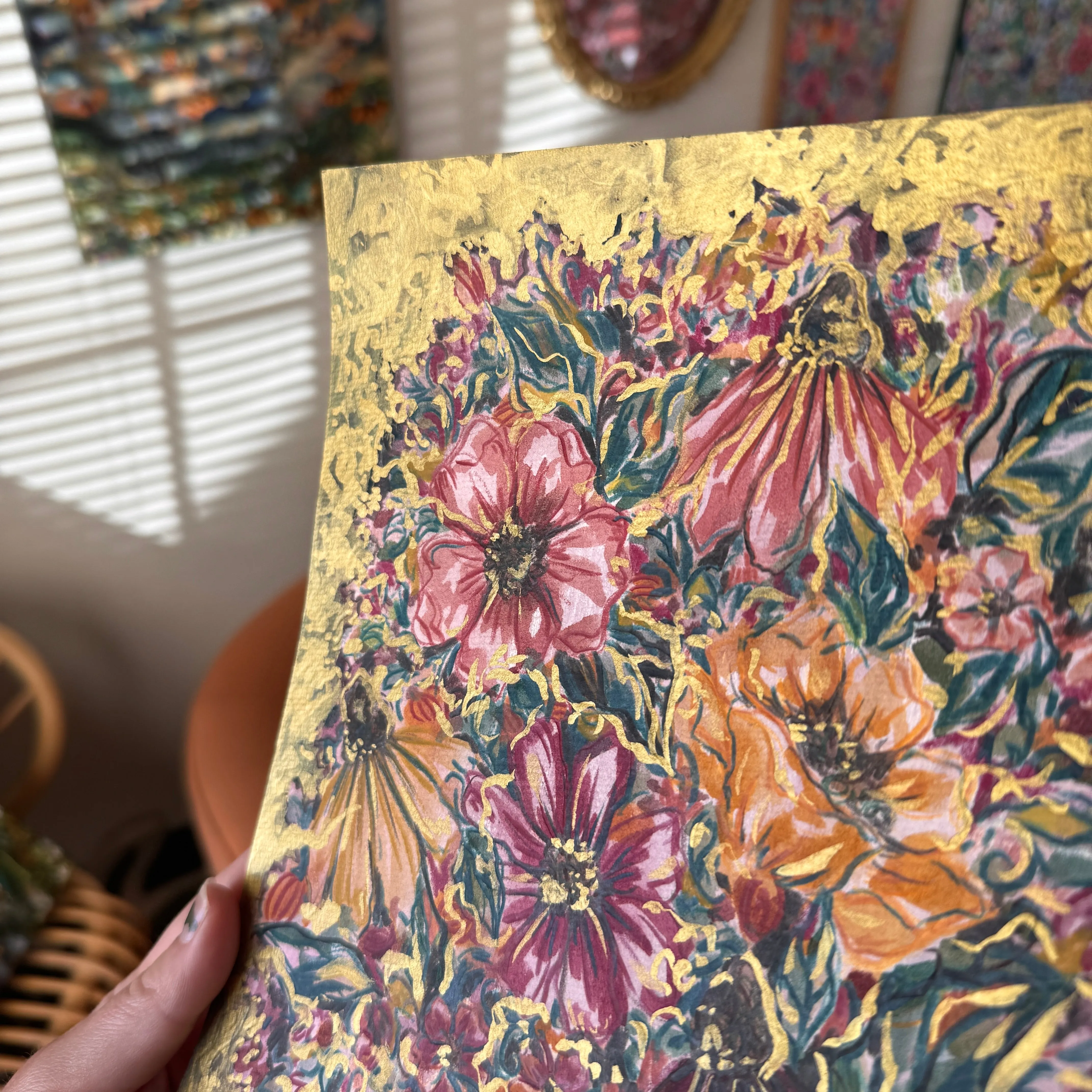 Floral Original Painted Art Paper