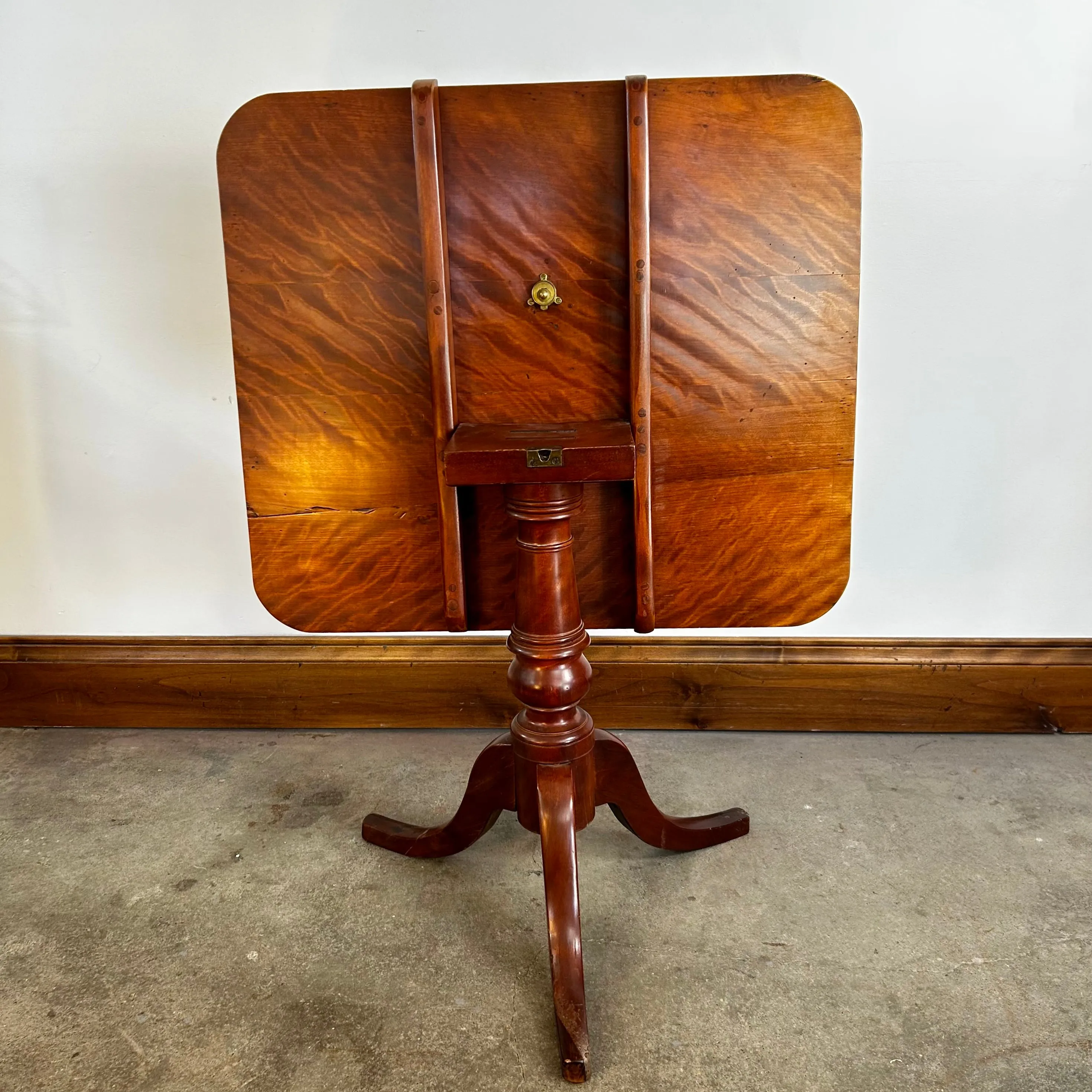 Folding Table, Vintage, Solid Wood, Tripod Base