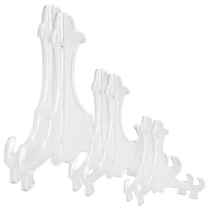 Fresh Fab Finds 6Pcs Plastic Easels Plate Display Stand Picture Frame Holder for Photo Dish Art Pieces Certificates Placecard  Office Birthday Decoration