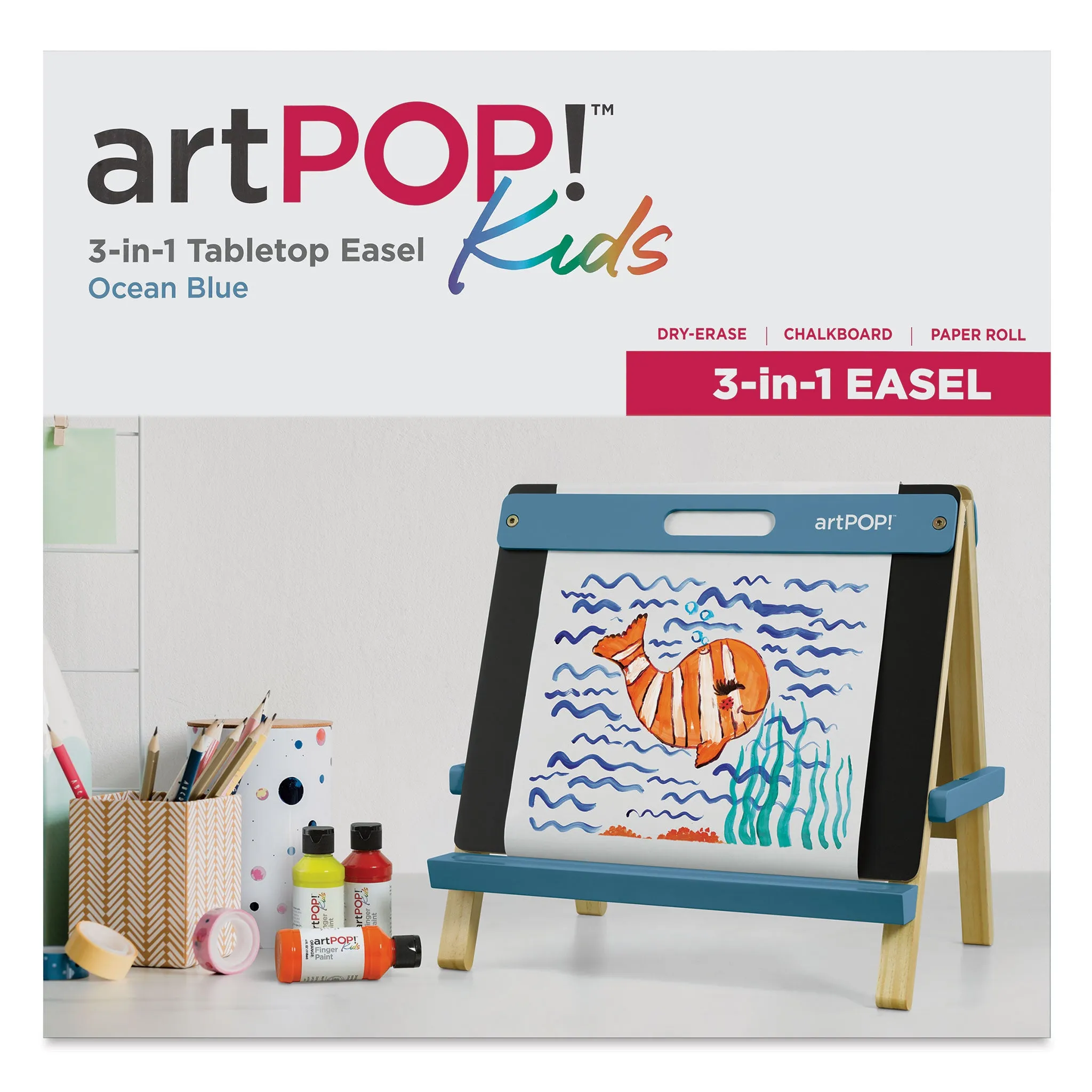 Kids 3-in-1 Tabletop Easel - Ocean Blue