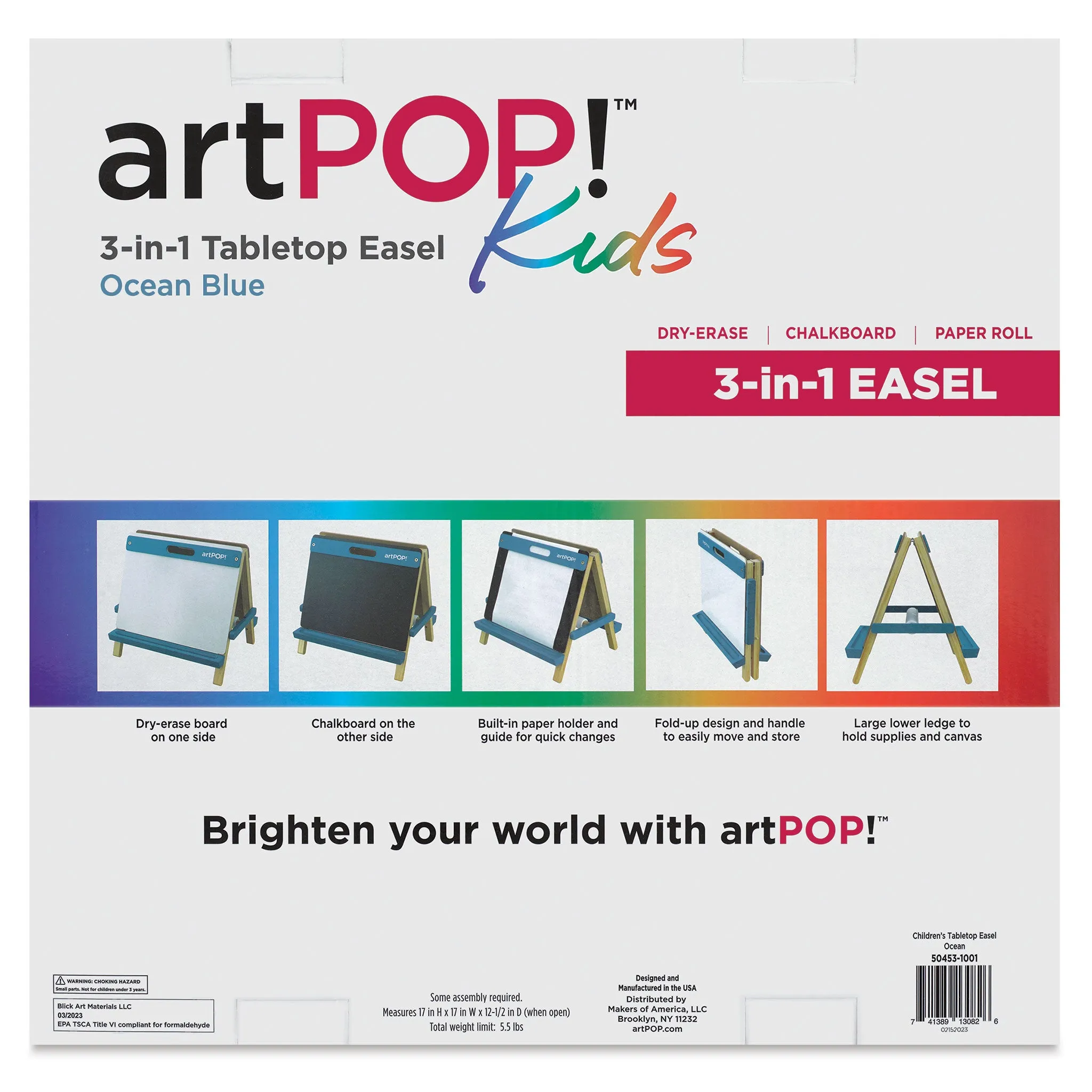Kids 3-in-1 Tabletop Easel - Ocean Blue