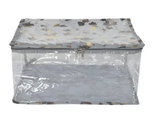 Kuber Industries Leaf Printed Laminated Transparent Underbed Storage Bag (Grey)-HS43KUBMART26133