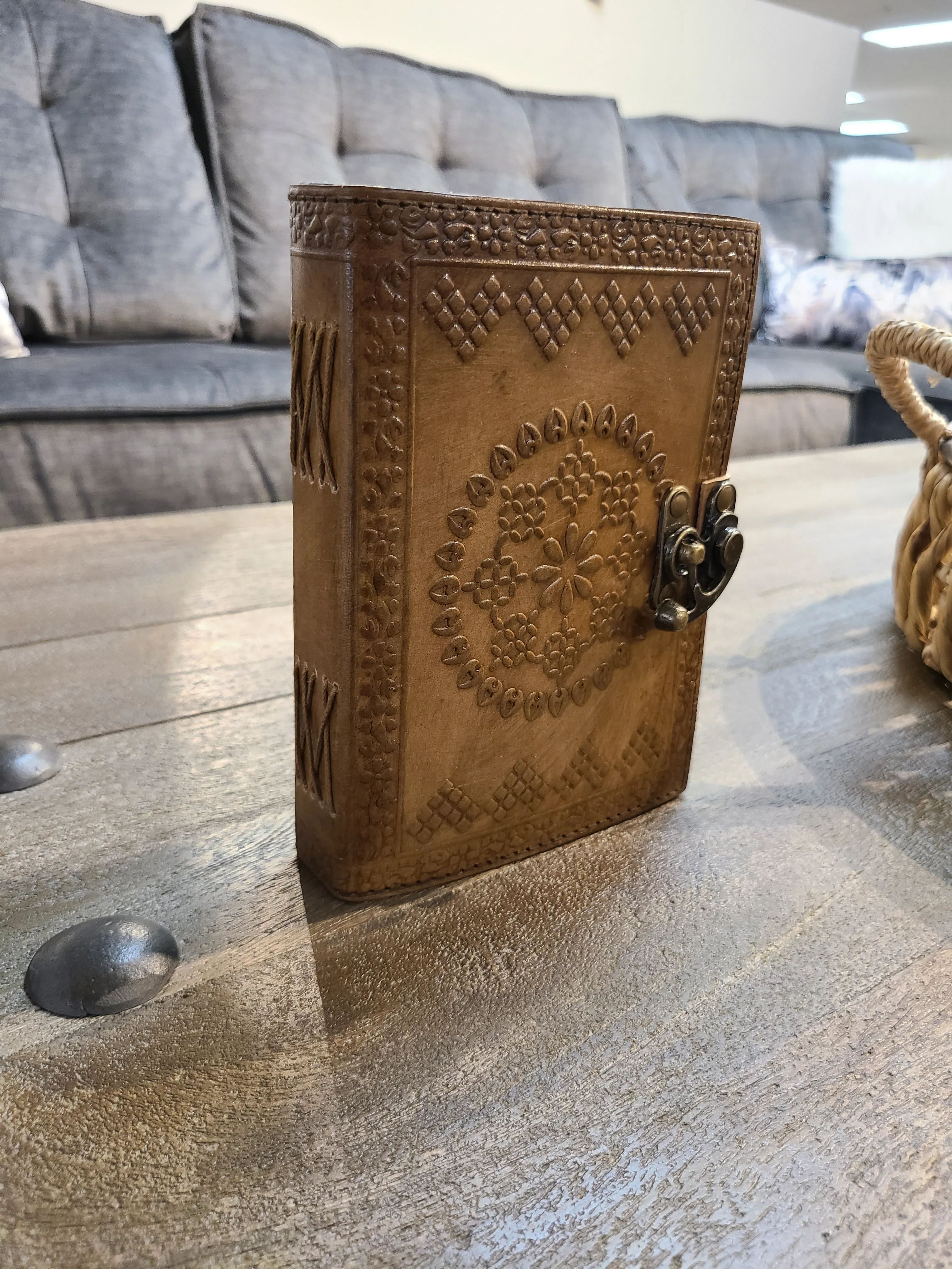 Leather Mandala Writing Journal With Lock