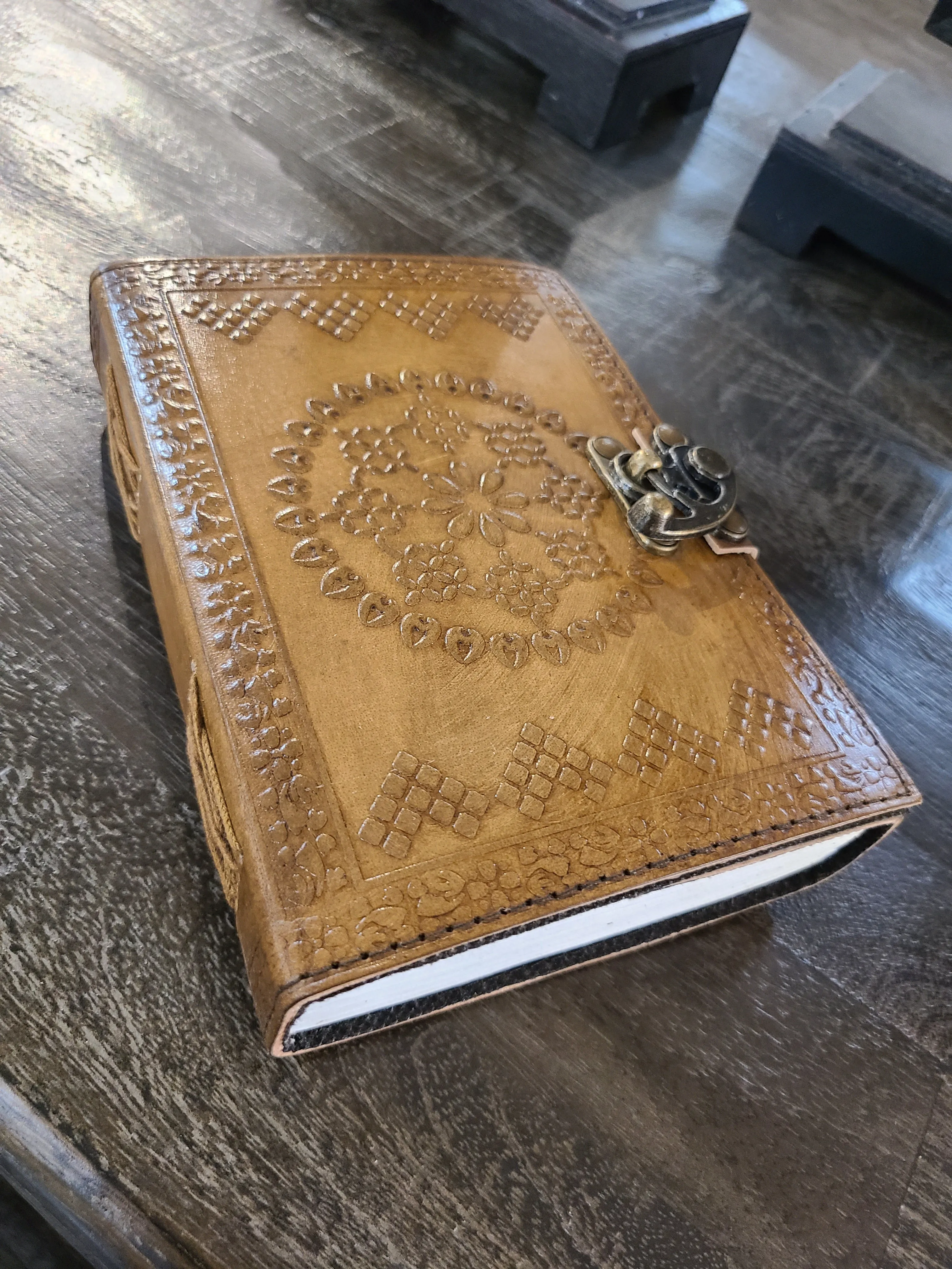 Leather Mandala Writing Journal With Lock