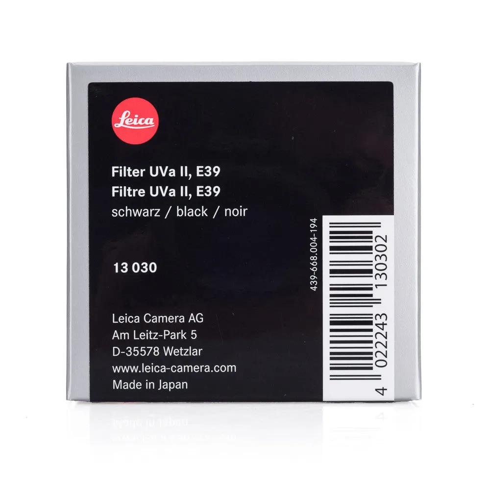 Leica UVa II Filter, E39, Black