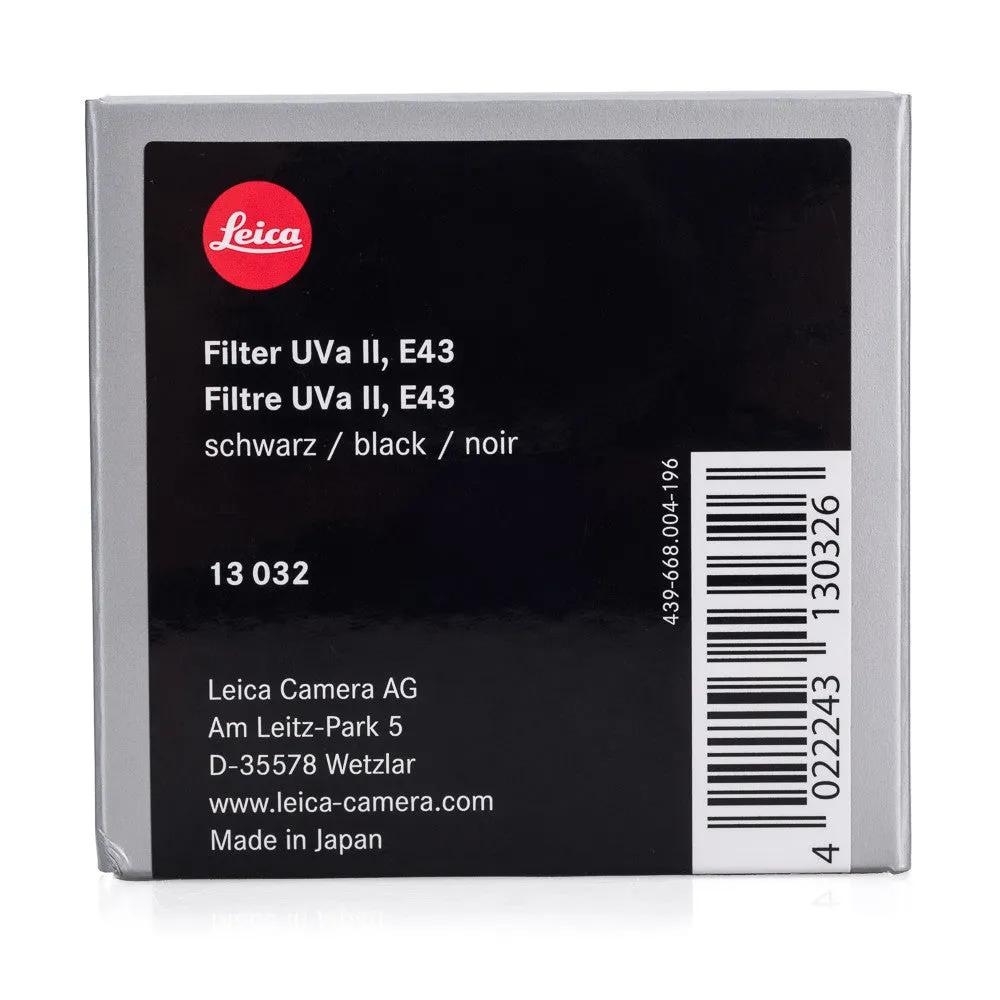 Leica UVa II Filter, E43, Black