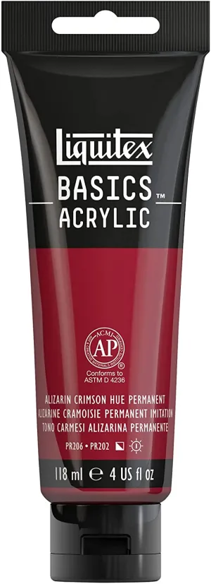 Liquitex BASICS Acrylic Paint, 4-oz tube, Alizarin Crimson Hue