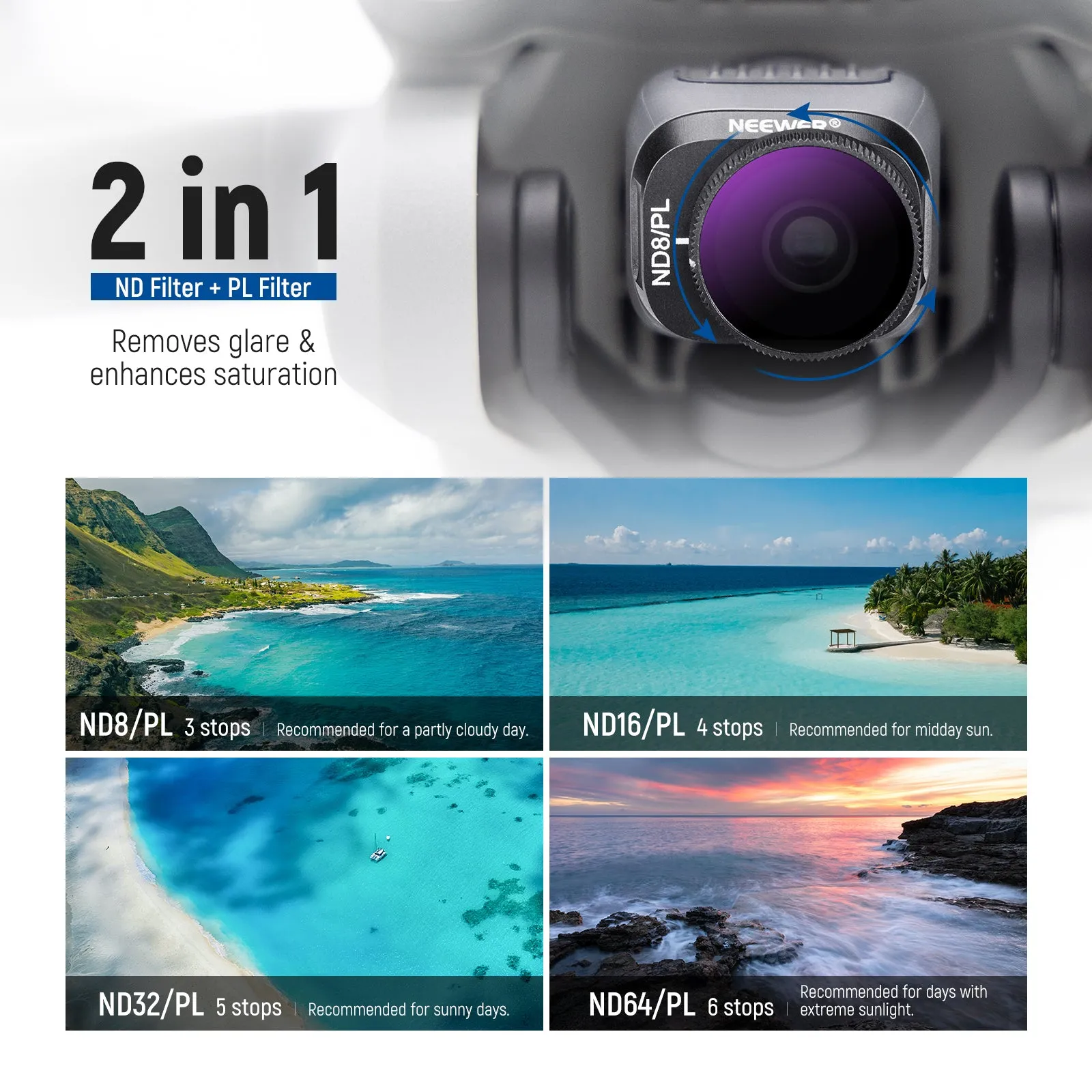 NEEWER 6 Pack ND/PL Filter Set For DJI MIni 3/Mini 3 Pro