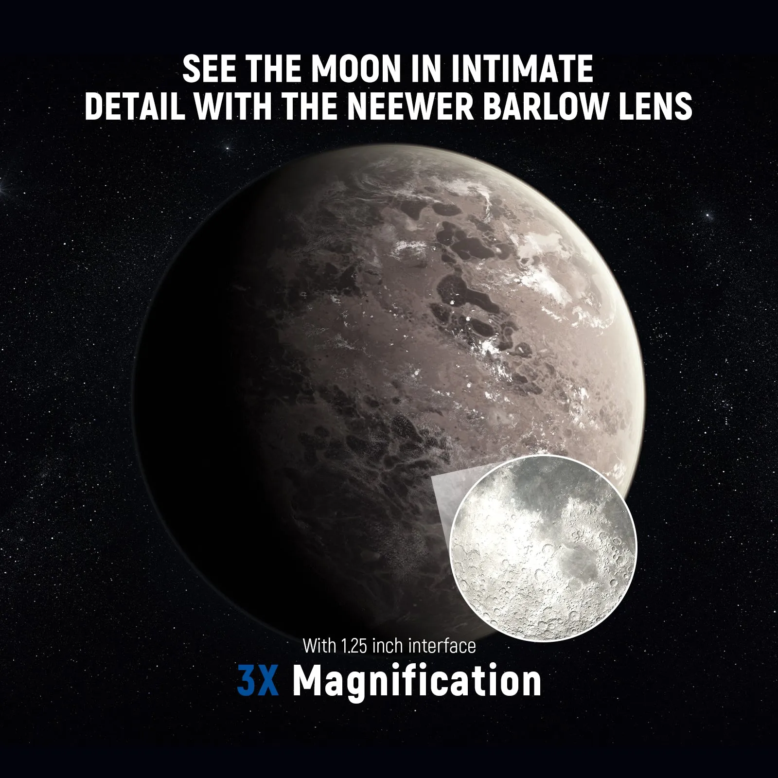 NEEWER LS-T11 3X Barlow Len for 1.25" Telescope Eyepiece