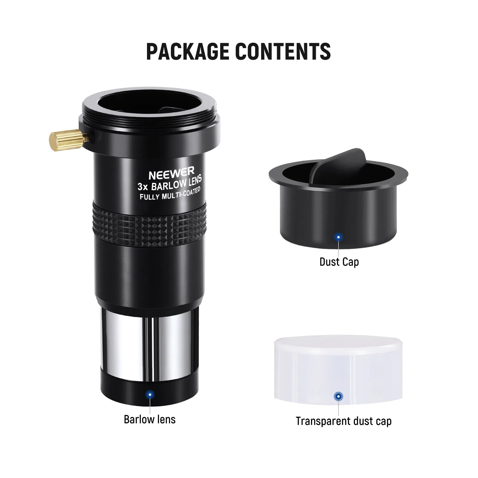 NEEWER LS-T11 3X Barlow Len for 1.25" Telescope Eyepiece