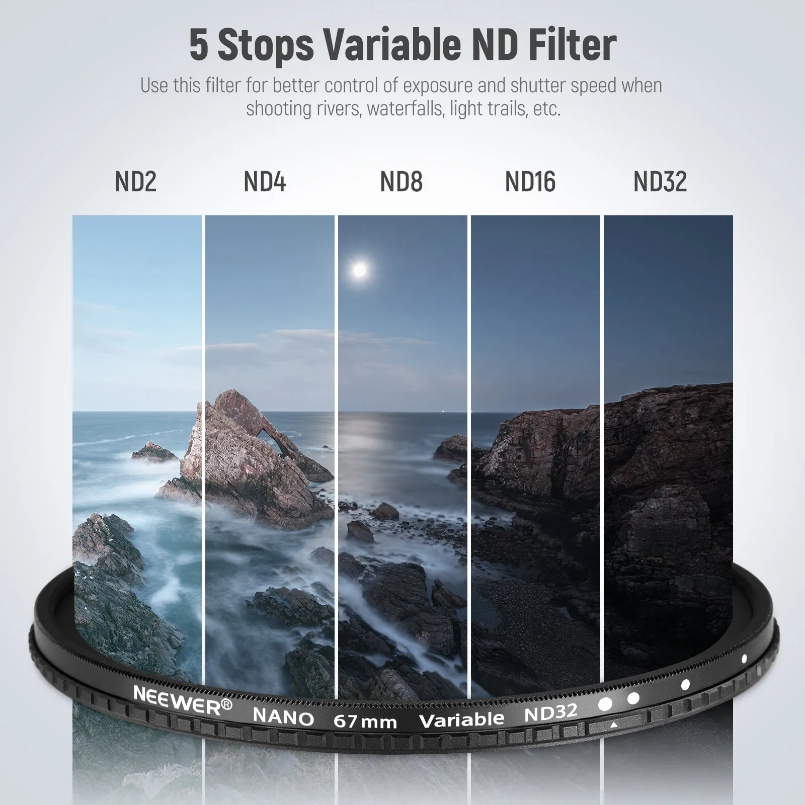 NEEWER Variable FL-ND2-32S Camera Lens ND Filter