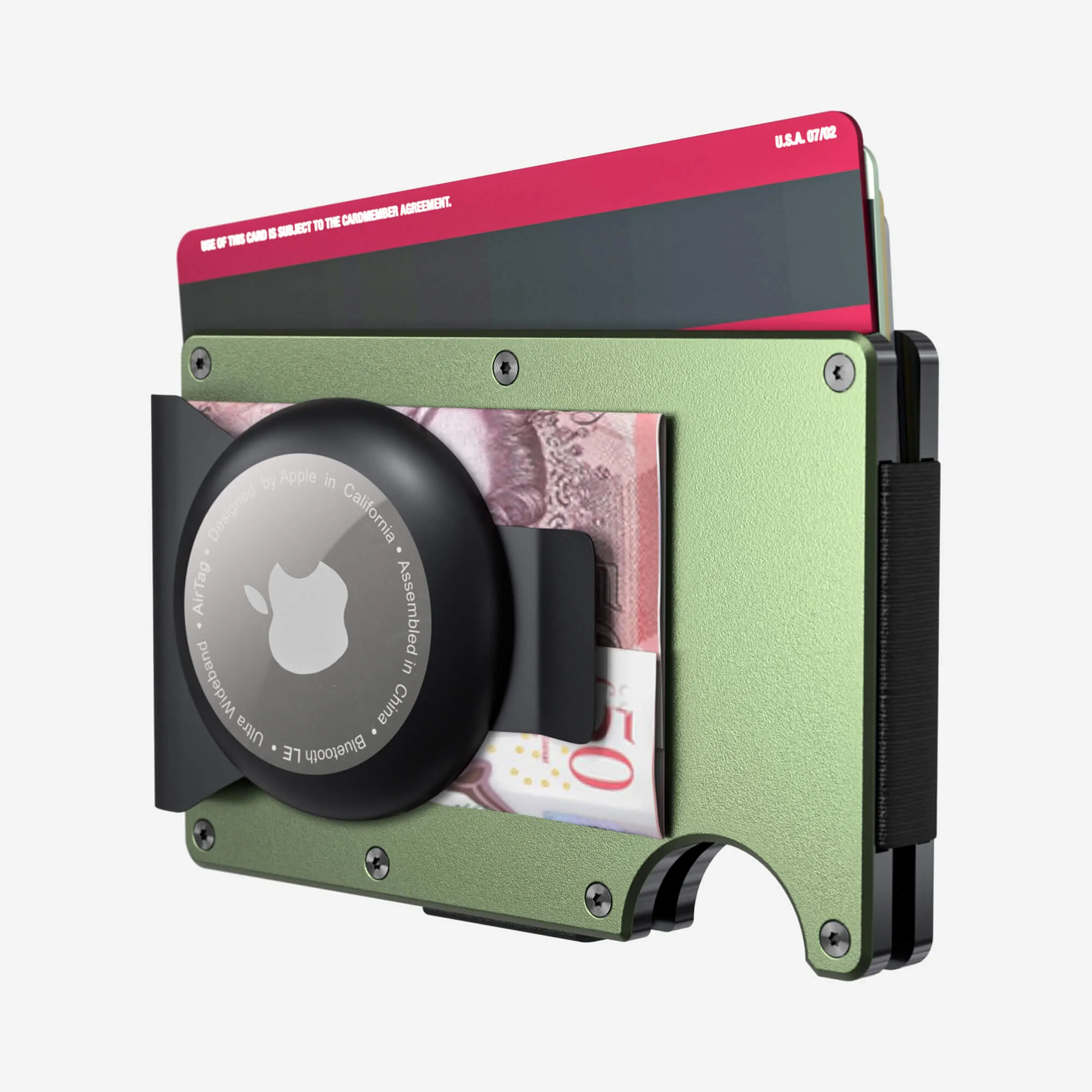 Personalised AirTag Money Clip Wallet (Heritage Green)
