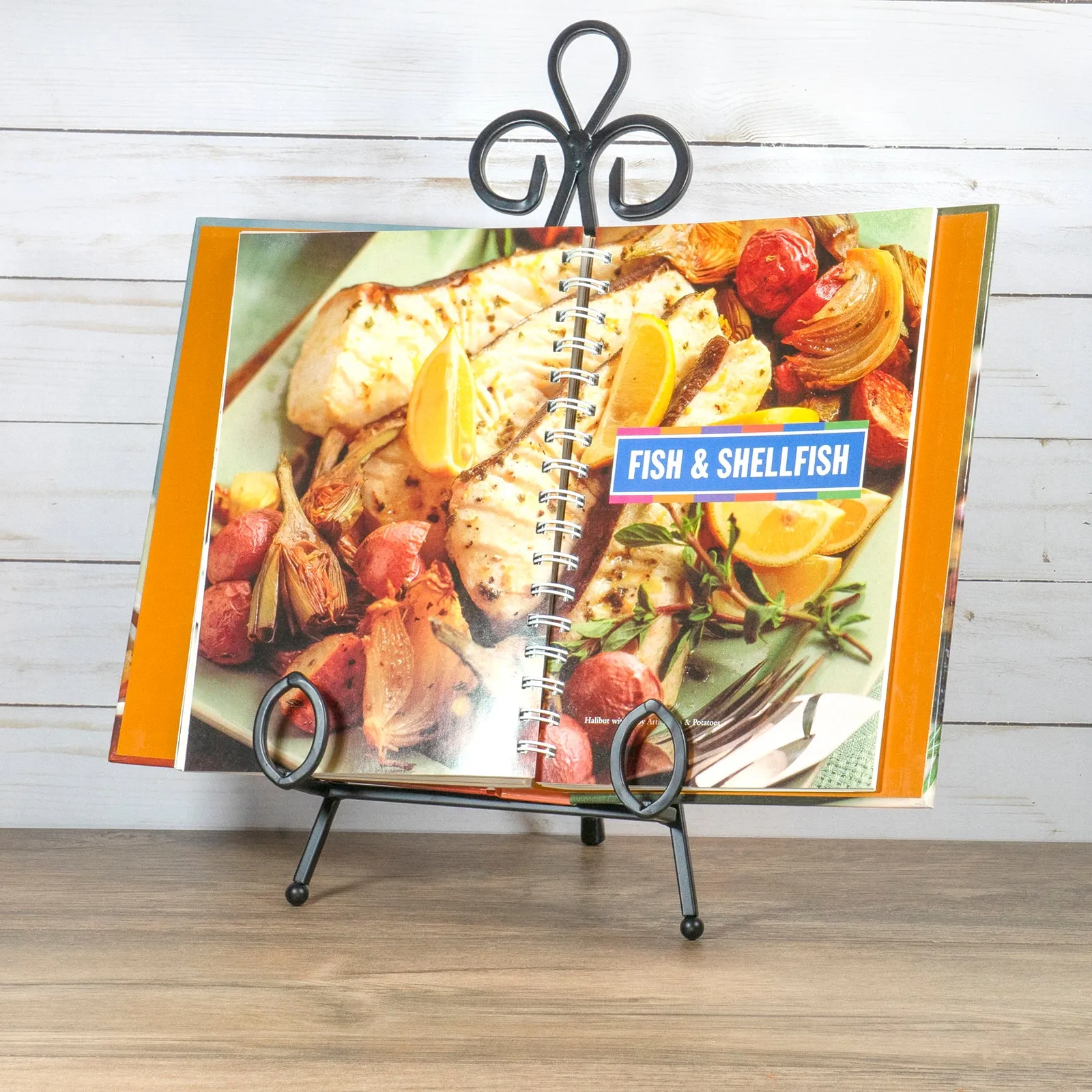 Red Co. Leaf Metal Easel, Decorative Plate Holder, Book Display Stand, Black, Large, 14-inch