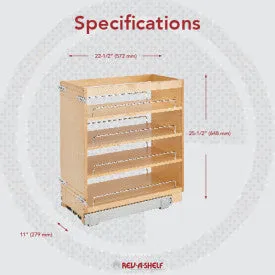 Rev-A-Shelf  14" DM Wood P-O W/ADJ Shelves/Chrome Rails 448-BC-14C