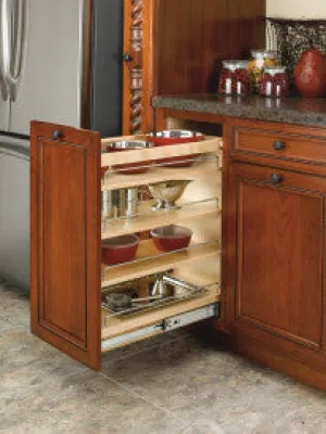 Rev-A-Shelf  14" DM Wood P-O W/ADJ Shelves/Chrome Rails 448-BC-14C