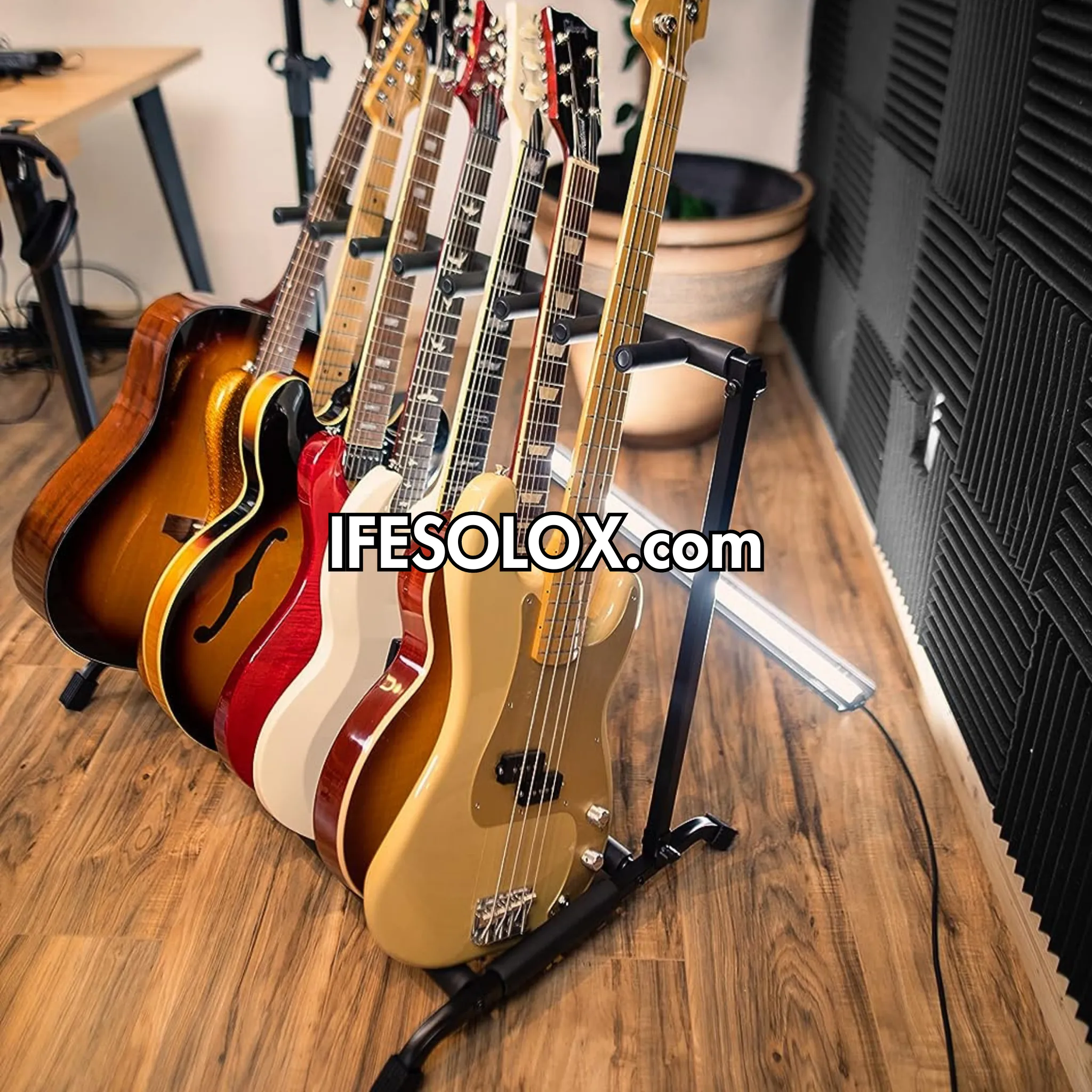SLX Foldable Multi-Guitar Stand Rack For 7 Guitars (Acoustic, Bass or Electric) - Brand New