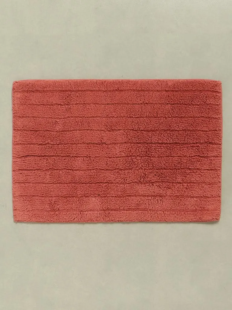 Westside Home Red Fluffy Stripe Bath Mat