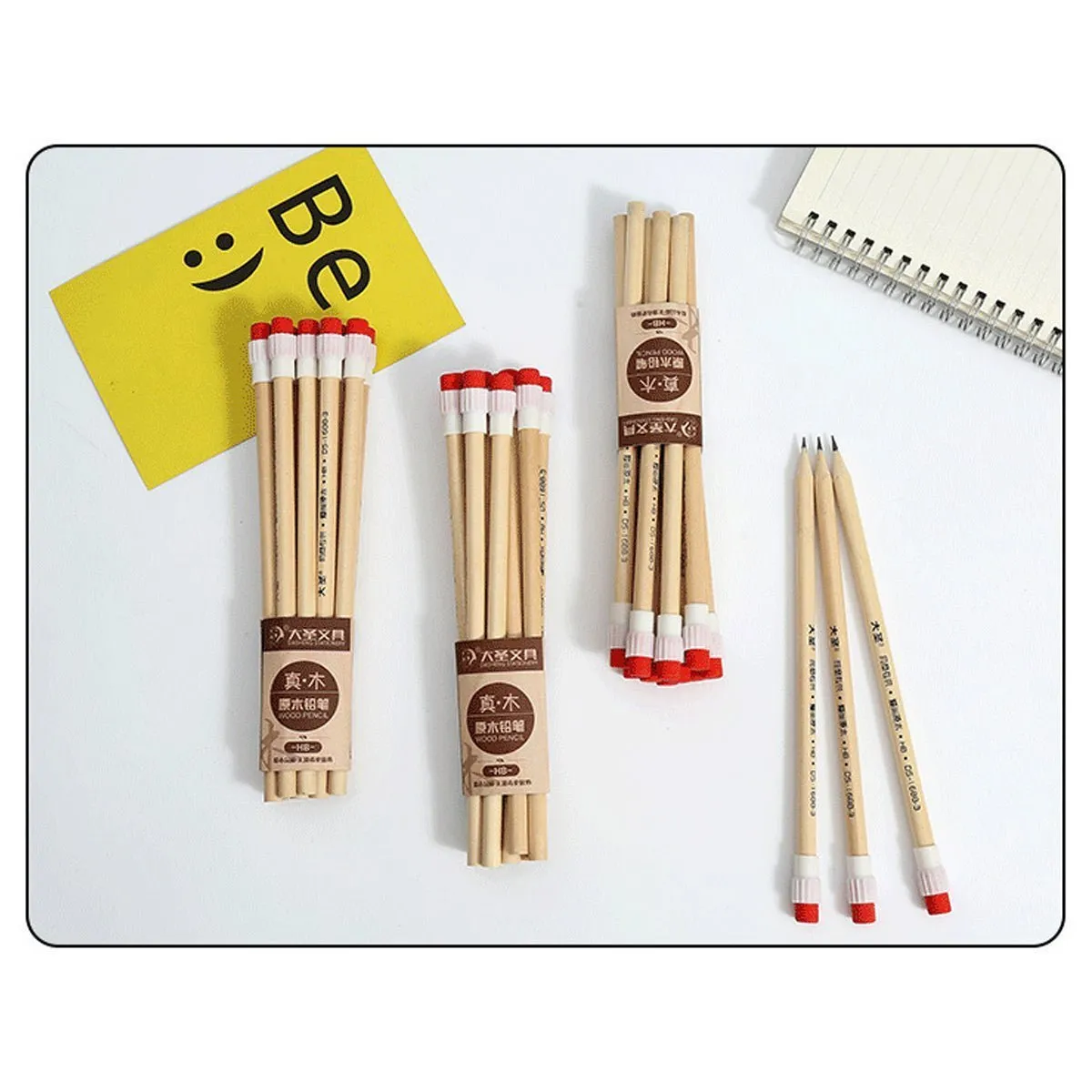Wood Pencils HB 2 Packs 20ct Unsharpened with Eraser