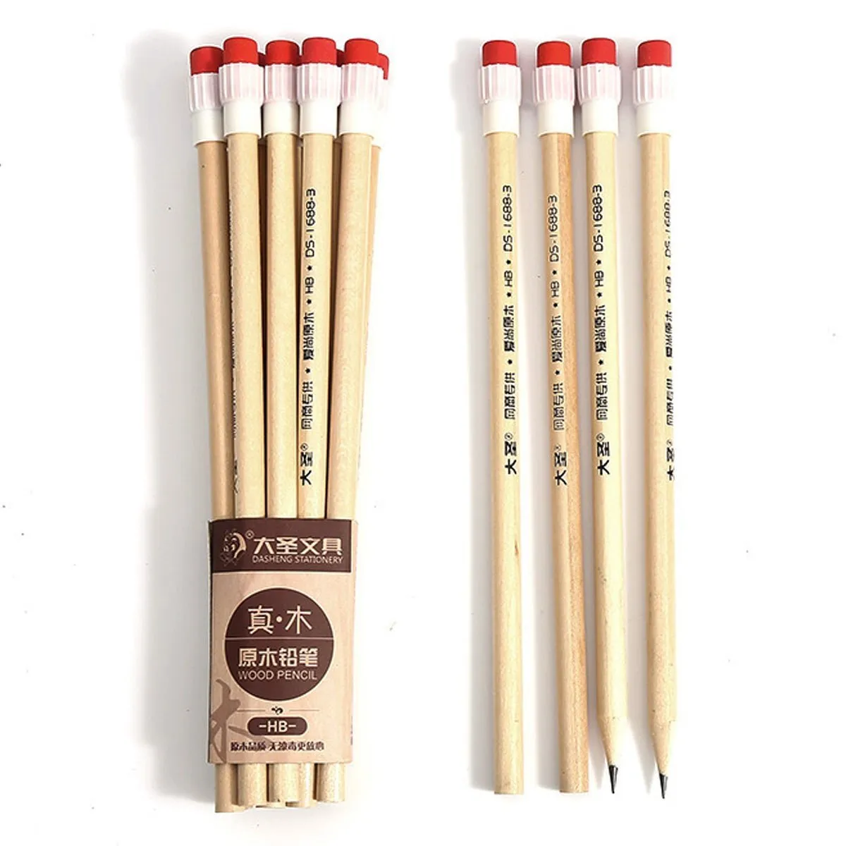 Wood Pencils HB 2 Packs 20ct Unsharpened with Eraser