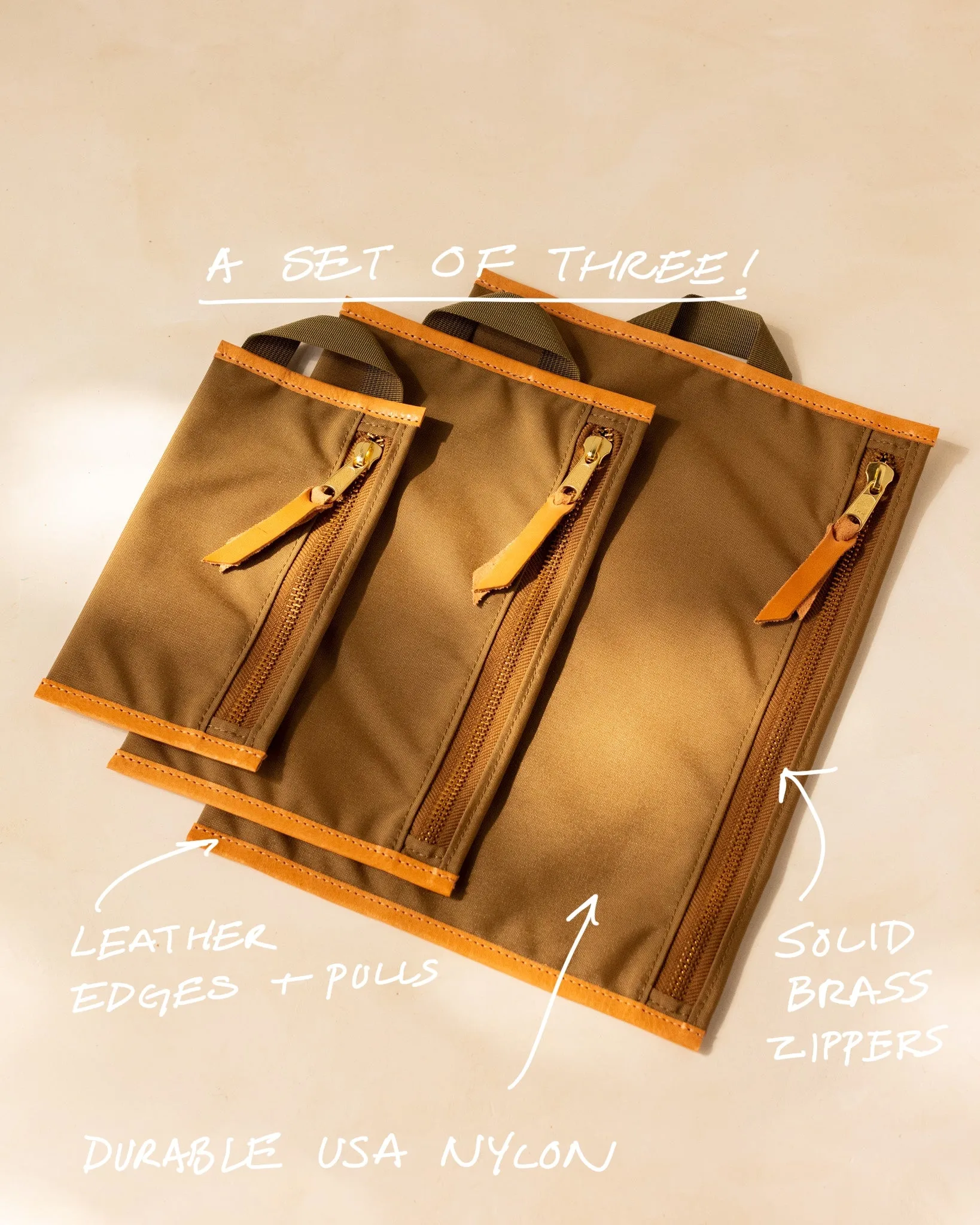 Zip Pouch Set in Nylon